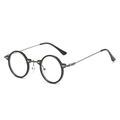 Retro-Steampunk-Rundsonnenbrille mit schwarzem Rahmen und dunklen Gunmetal-Bügeln - Normal / Schwarzer Rahmen Klare Linsen
