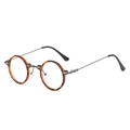 Retro Steampunk Sonnenbrille mit runden Schildpatt-Rahmen und silbernen Bügeln - Normal / Leopardenrahmen Klare Gläser