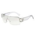 Y2K rimless oversized sunglasses with transparent lenses and silver metal hinges - Regular / Silver Frame Light Mercury Lens
