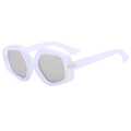 Fashionable oversized one-piece sunglasses with white matte frame and dark grey lenses - Cream White Frame White Mirror Lens