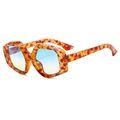 Modische Übergroße Sonnenbrille mit Schildpatt-Rahmen und blau-gelben Verlaufsgläsern - Leoparden-Rahmen Blau Tee Gläser