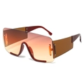 Übergroße Shield-Sonnenbrille mit orangefarbenem Verlauf und roten Bügeln - Tee Rahmen Lila Rosa Linsen
