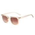Square brown frame sunglasses with tea gradient lenses and rivet detailing - Regular / Standard Champagne Frame with Gradient Tea Lenses