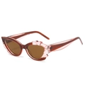 Cat eye sunglasses featuring dual-tone brown and translucent pink geometric frames - Regular / Tea Frame Tea Lens