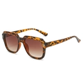 Fashionable square tortoiseshell sunglasses with brown gradient lenses and metal accents - Leopard Frame Gradient Tea Lens