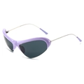 Occhiali da sole sportivi cat eye con montatura viola e aste in metallo argento chic - Montatura Viola Lenti Grigie