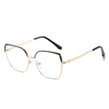Modern dual-tone metal square glasses frame in gold and black for blue light protection - Black Gold Frame
