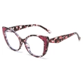 Lunettes cat-eye vintage en TR90 avec texture marbre et verres anti-lumière bleue - C6 Rouge