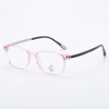 Ultralight pink transparent anti-blue light glasses with black geometric temples and UV400 - Pink