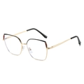 Stylish dual-tone gold and black metal frame glasses with anti-blue light lenses - Black Red Gold