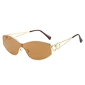 Gafas de sol doradas con lentes marrón té y detalle de corazón calado en la patilla - Montura Dorada Lente Marrón