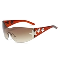 Y2K rimless shield sunglasses with brown gradient lenses and silver star accents - Regular / Standard (Incl. 13% Tax) - Tea Temples & Double Tea Lenses