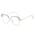 Dual-tone gold and black square metal glasses frame with anti-blue light lenses - Grey Tea Frame