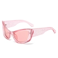 Pink oversized cat eye sunglasses with glitter sparkles and transparent frame for women - Regular / Regular Pink Frames with Pink Lenses (Inc. 13% VAT)