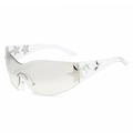 Y2K rimless star sunglasses in transparent grey frame with silver metallic star accents - Regular / Standard (incl. 13% Tax Invoice) Clear Temples Light Silver Lenses