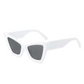 Trendy white cat-eye sunglasses with thick resin frames and dark grey tinted lenses - White Frame Gray Lens