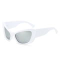 Y2K oversized cat eye sunglasses with thick white frames and silver mirrored lenses - Regular / Standard White Frame Silver Mirror Lenses