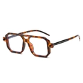Retro tortoise shell square sunglasses with double bridge and geometric frame - Tortoise Frame Clear Lens