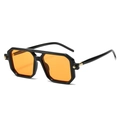 Retro square sunglasses with black double-bridge frame and transparent orange lenses - Black Frame Orange Lens