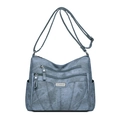 Borsa a tracolla in tela blu con tasche multiple e tracolla regolabile effetto vintage - Blu