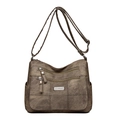 Sac bandoulière vintage marron avec poches zippées et bandoulière large réglable - Brun Foncé