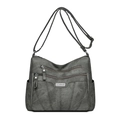 Borsa a tracolla grigio scuro minimalista con tasche multiple e tracolla regolabile - Grigio