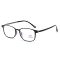 Blaulichtfilter-Brille in Mattschwarz mit geometrischen Bügeln und UV400-Schutzglas - Grauschwarz