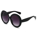 Oversized ronde zonnebril met glanzend zwart montuur en paars getinte glazen - Zwart Montuur Dubbel Grijze Lens
