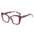 Monture de lunettes TR90 œil de chat chic en marbre rouge avec des accents contrastés - C2 Fleuri Rouge + Kaki