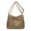 Borsa a tracolla marrone vintage con doppia tasca a zip e tracolla regolabile - Giallo