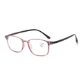 Ultraleichte Blaulichtfilter-Brille mit transparentem rosa Rahmen und schwarzen Bügeln - Lila Rahmen