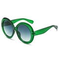 Vintage oversized ronde zonnebril met een lichtgroen montuur en blauwe gradiëntlenzen - Groen Frame / Groene Lenzen