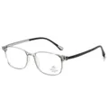 Leichte, flexible Brille aus Reintitan mit transparent grauen Rahmen und schwarzen Bügeln - Glänzender Transparenter Grauer Rahmen