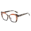 Monture de lunettes œil de chat motif écailles taupe avec accents orange contrastants - C3 Crème + Orange Contraste