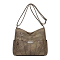 Borsa a tracolla marrone vintage con tasche multiple con zip e tracolla regolabile - Marrone