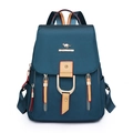 Mochila para mujer en nylon verde azulado oscuro con logo de canguro y detalles dorados - Verde azulado