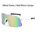 Lunettes de cyclisme sport avec monture blanche et verres mercure rouge irisé pour extérieur - Standard / Régulier (TVA 13 % incluse) C8 monture blanche verres roses