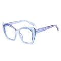 Cat eye TR90 eyeglass frame in purple and blue marble pattern for women - C8 Transparent Blue Marble