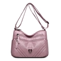 Borsa a tracolla rosa antico con scomparti multipli a zip e ecopelle martellata - Rosa