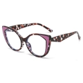 Monture de lunettes TR90 œil-de-chat rétro avec motif écaille et détails violet sur les coins - C5 Violet