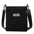 Sac bandoulière matelassé noir minimaliste avec motif losange et bandoulière réglable - Noir