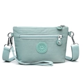 Minimalist light green nylon shoulder bag with circular logo and wide fabric strap - Green