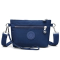 Dark blue lightweight nylon crossbody bag featuring adjustable strap and sport logo - Dark Blue