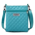 Sac bandoulière en nylon bleu ciel matelassé avec motif losanges et sangle large - Bleu lac