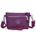 Fashionable dark purple nylon crossbody bag with adjustable strap and sport round logo - Purple