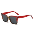 Occhiali da sole squadrati oversize con montatura tartarugata rossa e lenti grigio scuro - Montatura Tartarugata Rossa Lenti Grigie