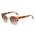 Chic tortoiseshell and clear square sunglasses with brown gradient lenses and rivet detail - Standard Leopard & Transparent Frame with Double Tea Lenses / Regular