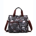Tote tas met schedelbloemenprint, Oxford-stof, donkerrode handvatten en zakken - Rood