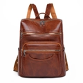 Zaino vintage in ecopelle marrone con scomparti multipli e spallacci regolabili - Marrone