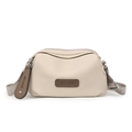 Waterproof beige nylon crossbody bag with adjustable shoulder strap and metal zipper - Cream